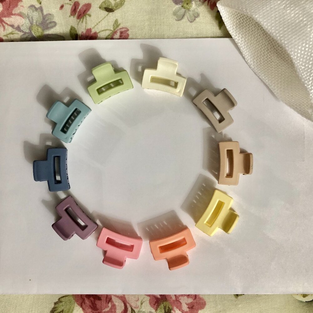 🩵 Free add-on || Matte mini hair claw clips - bag of 10 multicolour